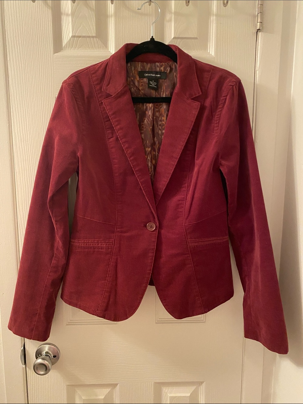 Calvin Klein Women's Burgundy Corduroy Blazer Size Medium